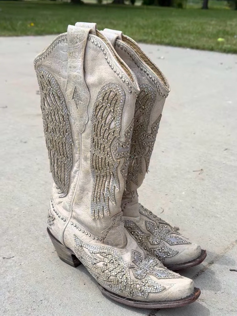 Corral Cross and Wing Studded Western Boots - Pull-On Women